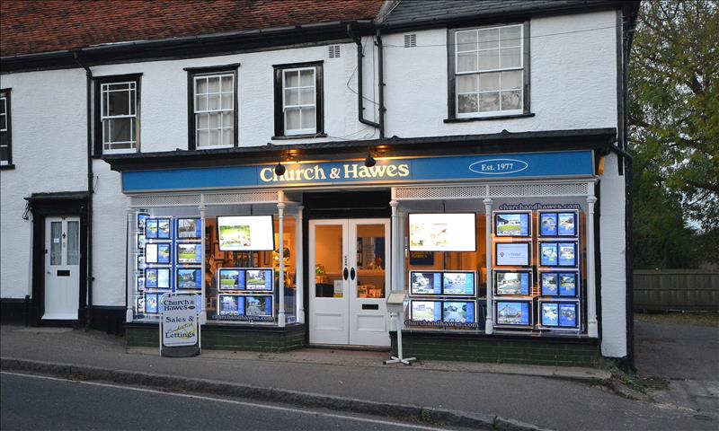 front of church and hawes danbury office