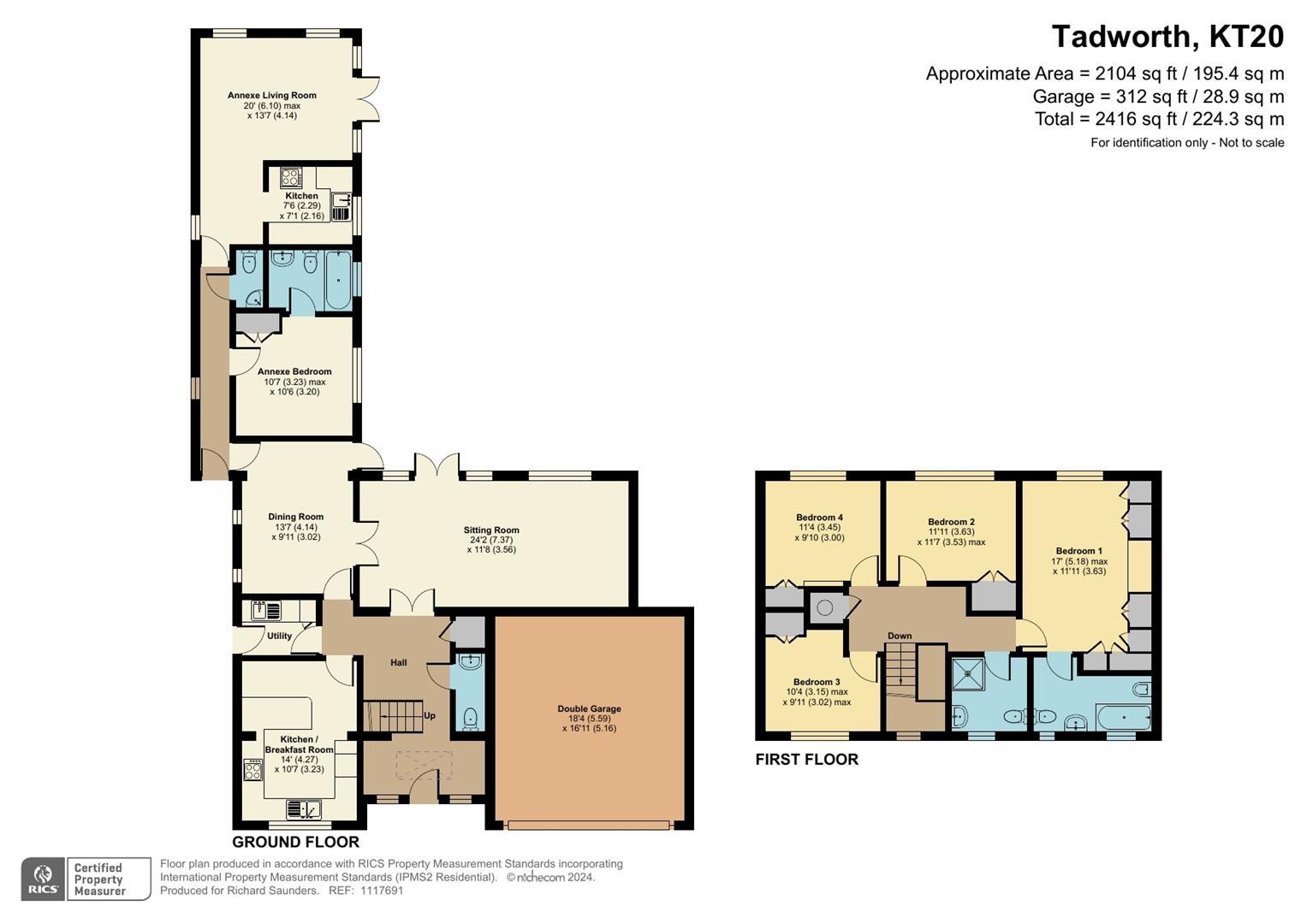 4 bedroom detached house for sale in Kingswood Road, Tadworth, KT20