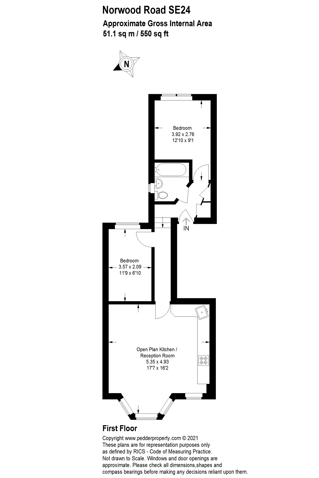 2 bedroom flat for sale in Norwood Road, Herne Hill, SE24 Pedder