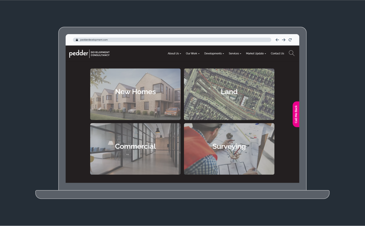 Pedder Development Estate Agent Website - Desktop View