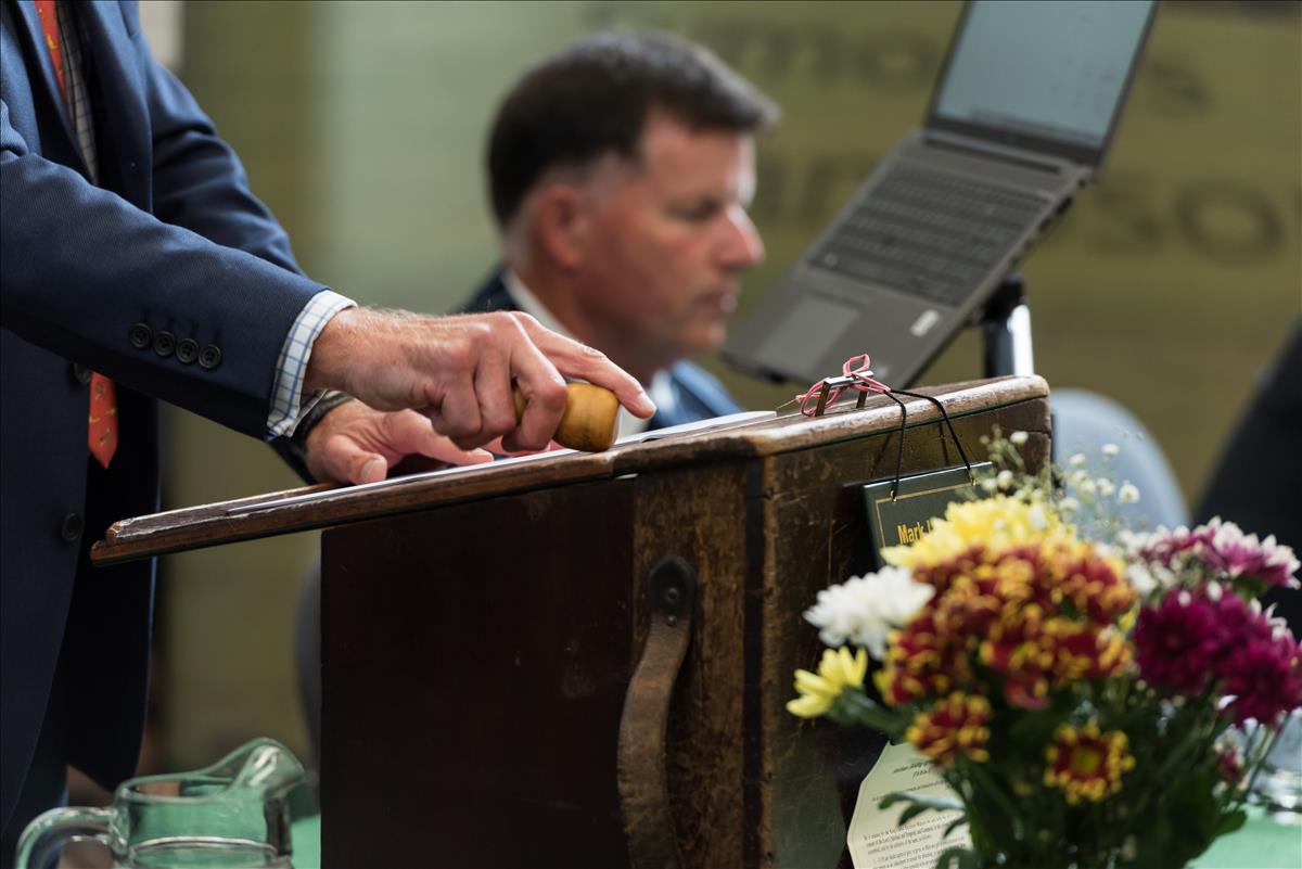 An auctionerer at a Land & Property Auction hosted by Symonds & Sampson